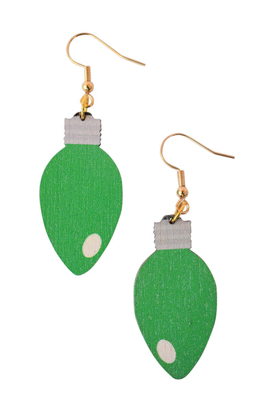 Green Christmas Bulb Earrings