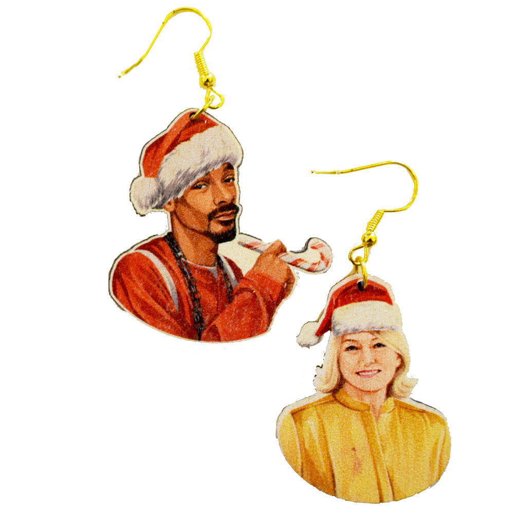 Snoop Dogg and Martha Christmas Earrings