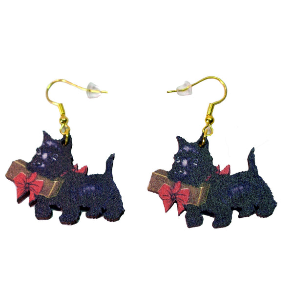 Christmas Scottie Dog Earrings