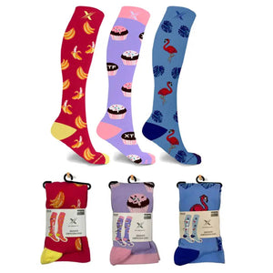 WOMEN'S NOVELTY COMPRESSION SOCKS - 3 ASST STYLES