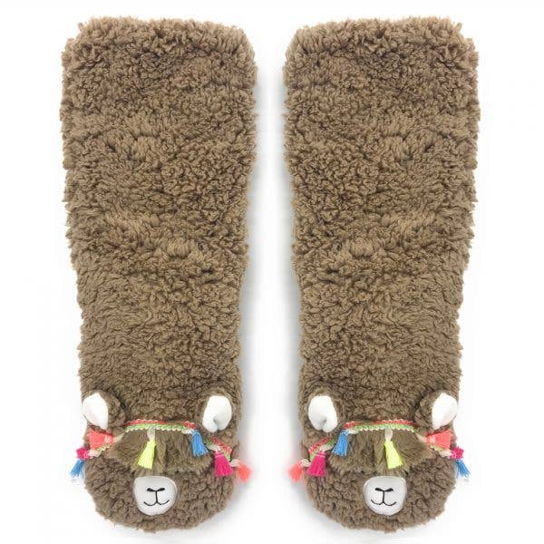 Llama Call You | Women's Funny Fluffy House Sherpa Slippers