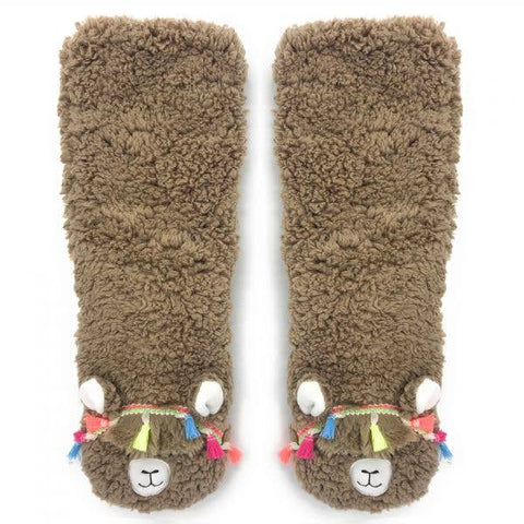 Llama Call You | Women's Funny Fluffy House Sherpa Slippers