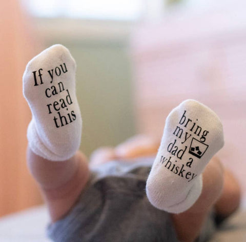 6-18mo Bring my Dad Whiskey Baby Socks | Baby Items | Gifts for Dad