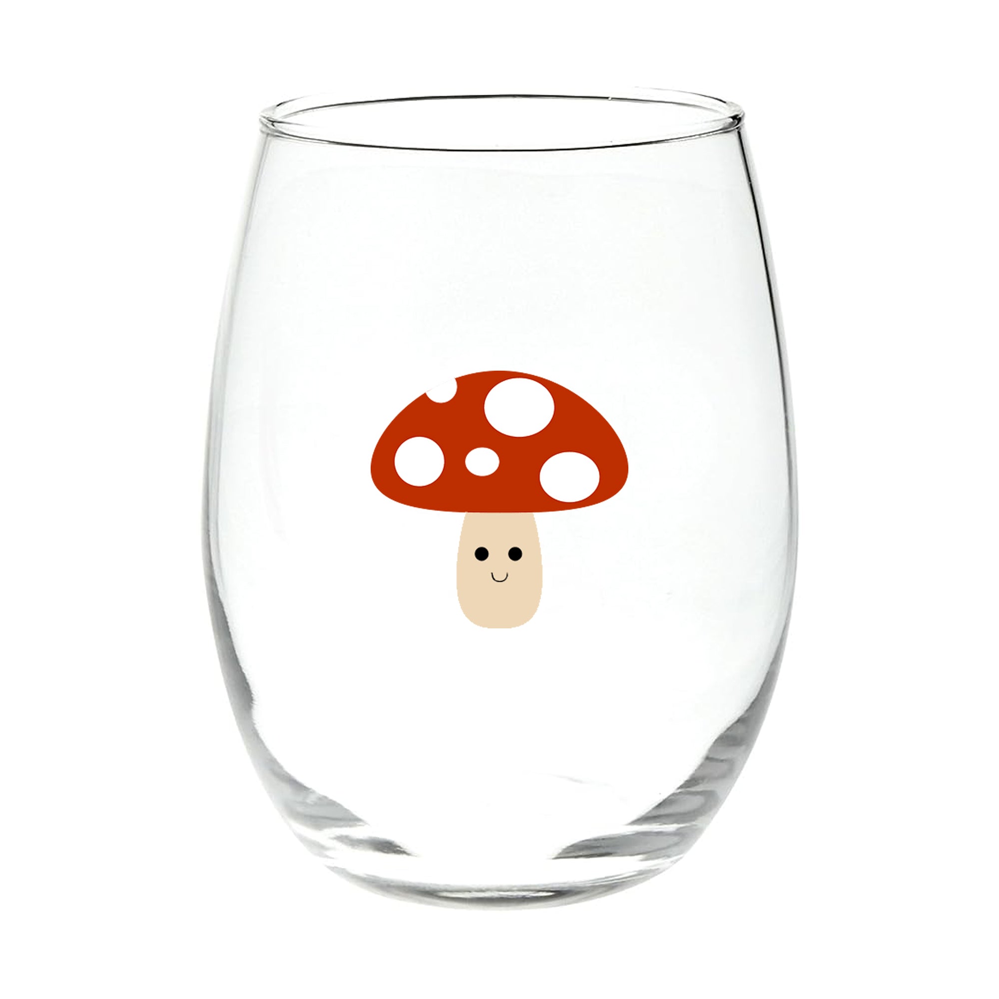 Happy Mushroom Stemless Wine Glass