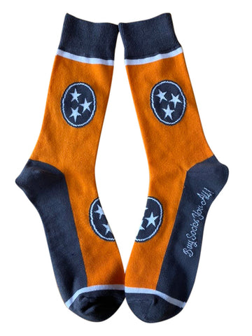 Tennessee Tri-Star in Orange and Grey Men's Socks