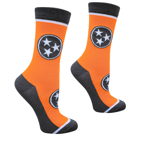 Tennessee Tri-Star in Orange and Grey Women's Socks
