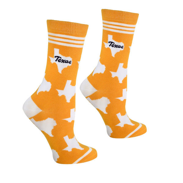 Texas Shapes in Orange and White Women's Socks