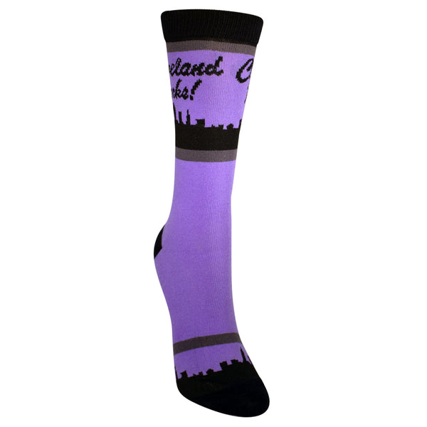 Cleveland Rocks Skyline in Purple and Black Women's Socks