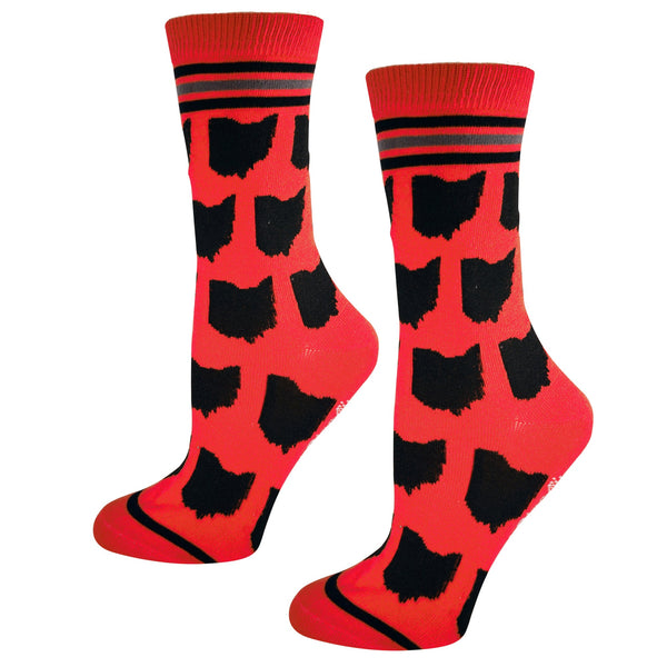 Ohio Shapes in Red and Black Women's Socks