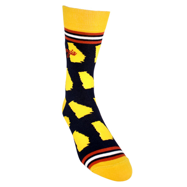 Georgia Shapes in Navy and Gold Men's Socks