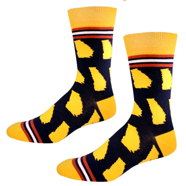 Georgia Shapes in Navy and Gold Men's Socks