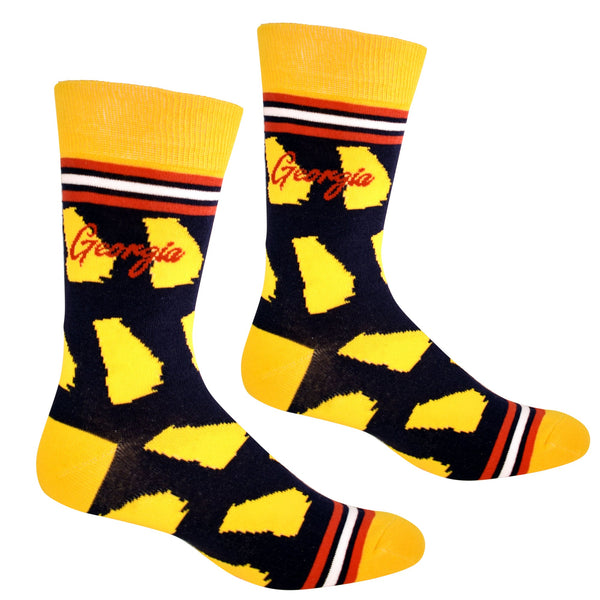 Georgia Shapes in Navy and Gold Men's Socks