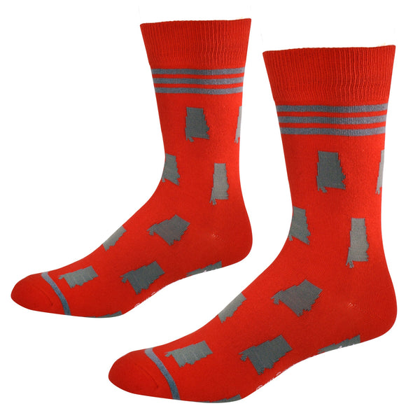 Alabama Shapes in Red and Grey Men's Socks