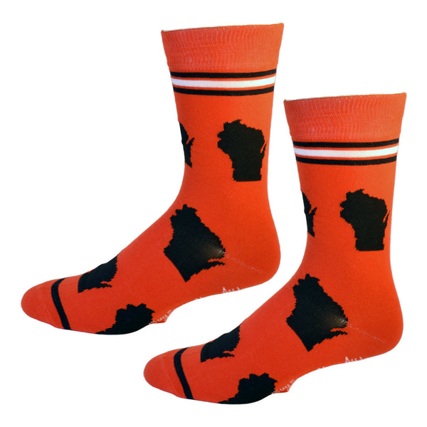Wisconsin Shapes in Red and Black Men's Socks