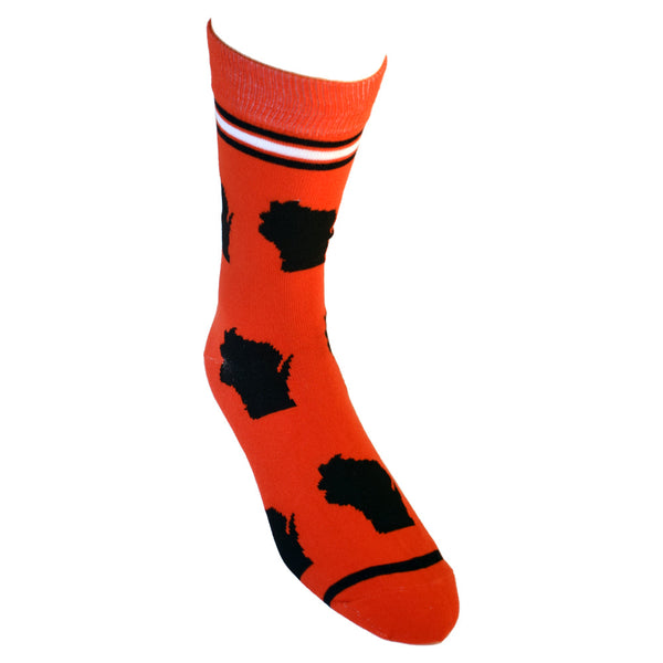 Wisconsin Shapes in Red and Black Men's Socks