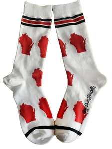 Wisconsin Shapes in Red and White Women's Socks