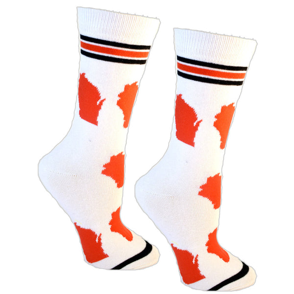 Wisconsin Shapes in Red and White Women's Socks