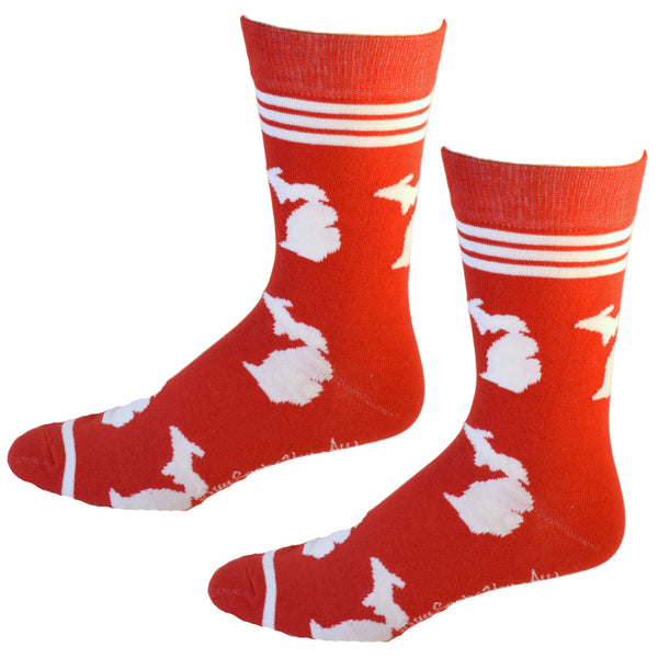 Michigan Shapes in Red and White Men's Socks
