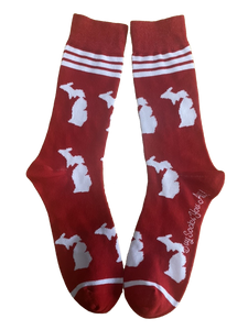 Michigan Shapes in Red and White Men's Socks
