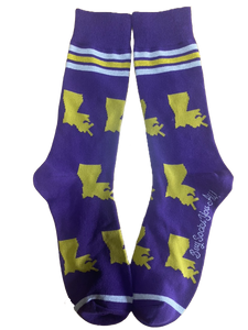 Louisiana Shapes in Purple and Gold Men's Socks