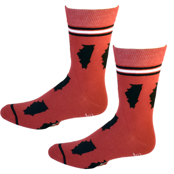 Illinois Shapes in Red and Black Men's Socks