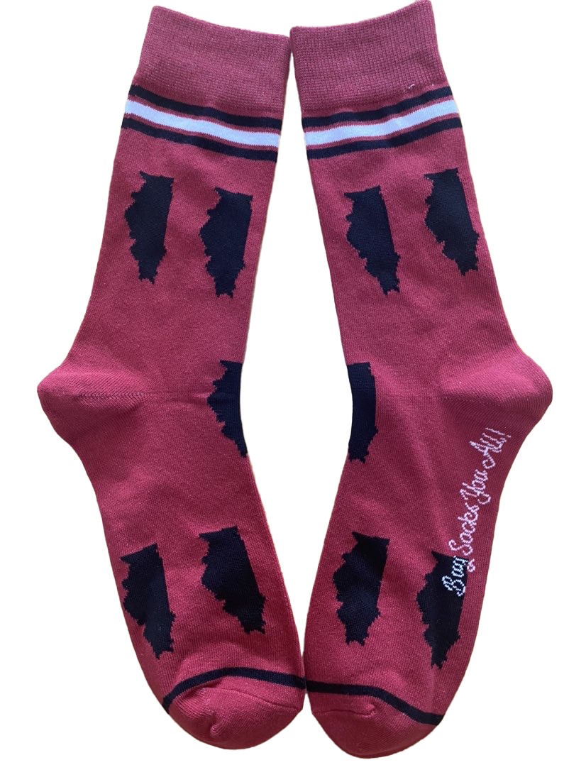 Illinois Shapes in Red and Black Men's Socks