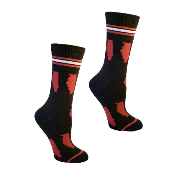 Illinois Shapes in Red and Black Women's Socks