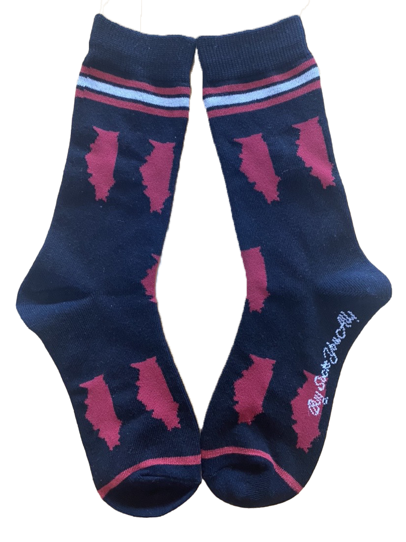 Illinois Shapes in Red and Black Women's Socks
