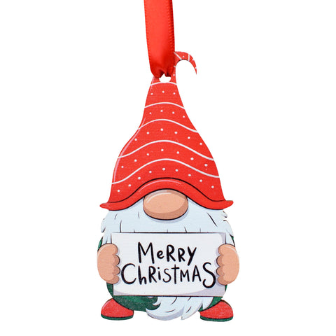 Christmas Gnome Wooden Ornament