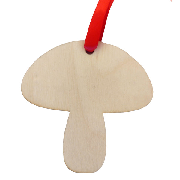 Mushroom with Happy Face Wooden Ornament