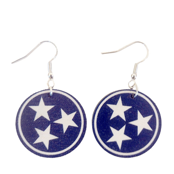 Tennessee Blue and White Tri-Star Earrings