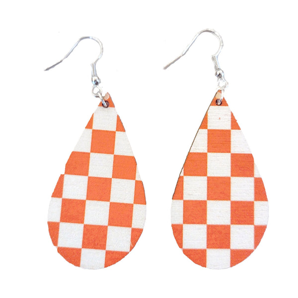 Tennessee Checkerboard Teardrop Earrings