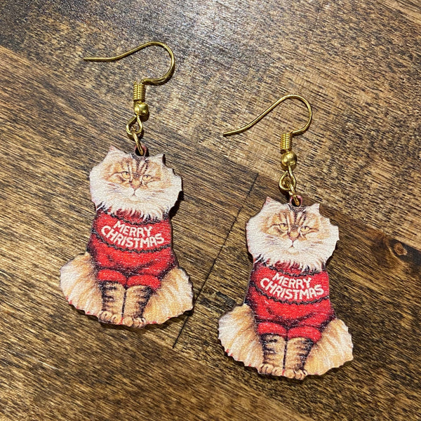 Christmas Cats Holiday Earrings