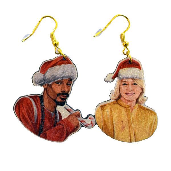 Snoop Dogg and Martha Christmas Earrings