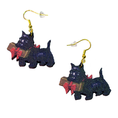 Christmas Scottie Dog Earrings
